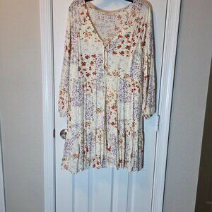 American Eagle Floral VNeck Boho Mini Dress Womens Size large